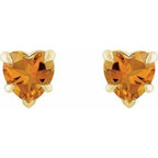 Heart 5-Prong Claw V-End Stud Earrings