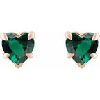 Heart 5-Prong Claw V-End Stud Earrings