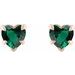 Heart 5-Prong Claw V-End Stud Earrings