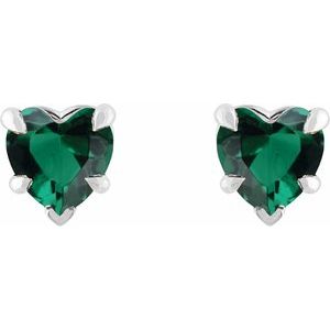 Heart 5-Prong Claw V-End Stud Earrings