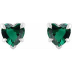Heart 5-Prong Claw V-End Stud Earrings