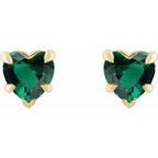 Heart 5-Prong Claw V-End Stud Earrings