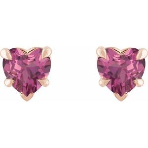 Heart 5-Prong Claw V-End Stud Earrings