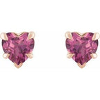 Heart 5-Prong Claw V-End Stud Earrings