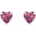 Heart 5-Prong Claw V-End Stud Earrings