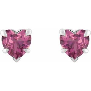 Heart 5-Prong Claw V-End Stud Earrings