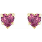 Heart 5-Prong Claw V-End Stud Earrings