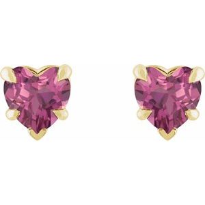 Heart 5-Prong Claw V-End Stud Earrings