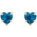 Heart 5-Prong Claw V-End Stud Earrings