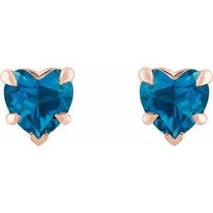 Heart 5-Prong Claw V-End Stud Earrings