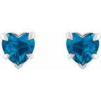 Heart 5-Prong Claw V-End Stud Earrings