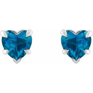 Heart 5-Prong Claw V-End Stud Earrings