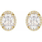 Oval 4-Prong Halo-Style Low Stud Earring