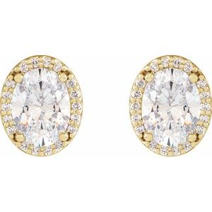 Oval 4-Prong Halo-Style Low Stud Earring