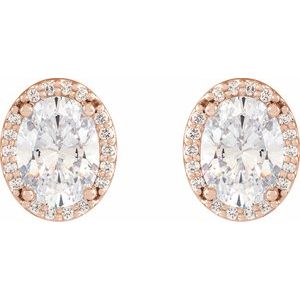 Oval 4-Prong Halo-Style Low Stud Earring