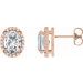 Oval 4-Prong Halo-Style Low Stud Earring
