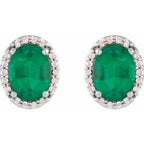 Oval 4-Prong Halo-Style Low Stud Earring