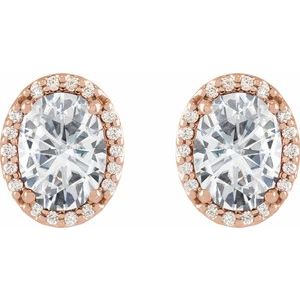 Oval 4-Prong Halo-Style Low Stud Earring