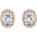 Oval 4-Prong Halo-Style Low Stud Earring