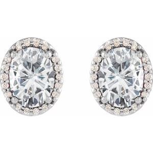 Oval 4-Prong Halo-Style Low Stud Earring