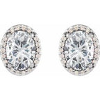 Oval 4-Prong Halo-Style Low Stud Earring