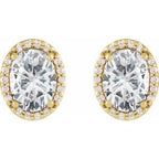 Oval 4-Prong Halo-Style Low Stud Earring