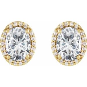 Oval 4-Prong Halo-Style Low Stud Earring