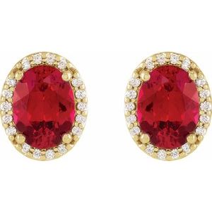 Oval 4-Prong Halo-Style Low Stud Earring