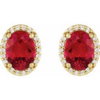 Oval 4-Prong Halo-Style Low Stud Earring