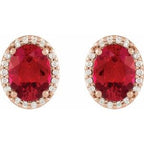 Oval 4-Prong Halo-Style Low Stud Earring