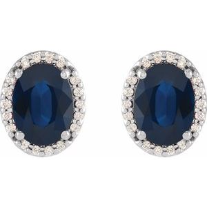 Oval 4-Prong Halo-Style Low Stud Earring