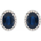 Oval 4-Prong Halo-Style Low Stud Earring