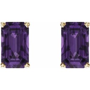 Emerald 4-Prong Scroll Setting® Stud Earrings
