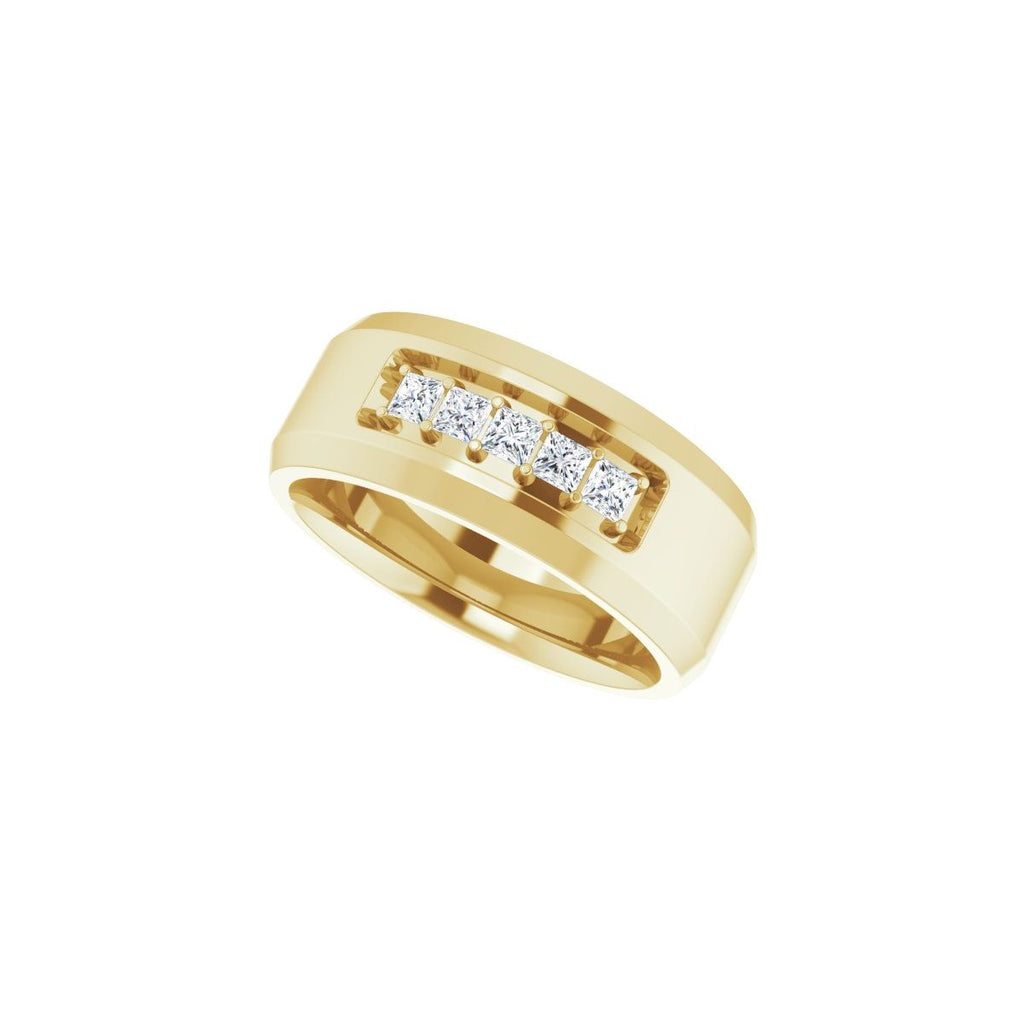 Beveled-Edge Five-Stone Band
