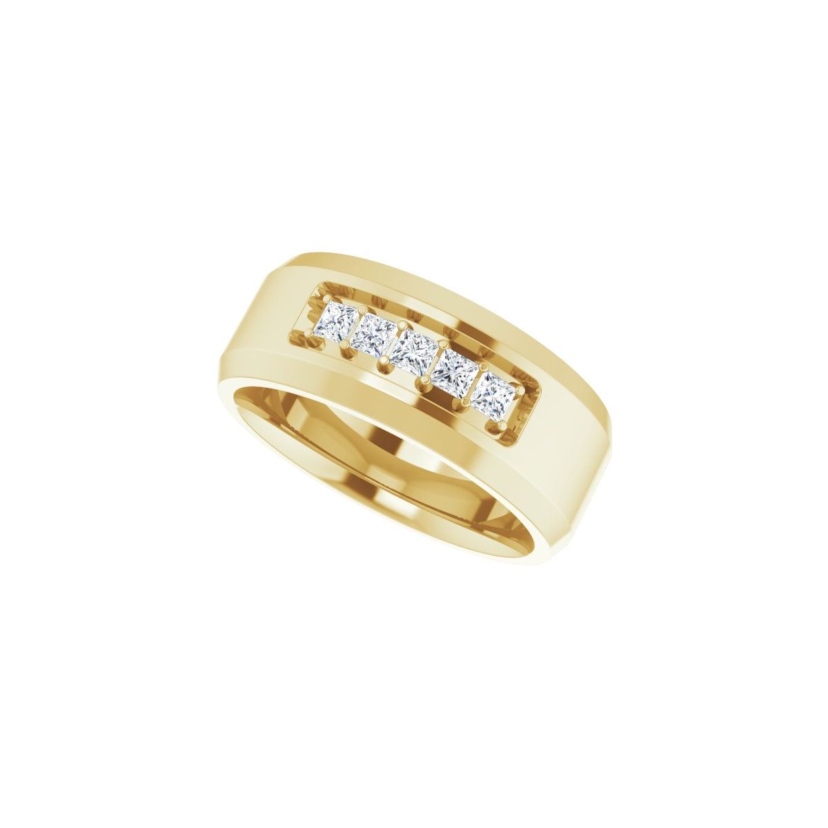 Beveled-Edge Five-Stone Band