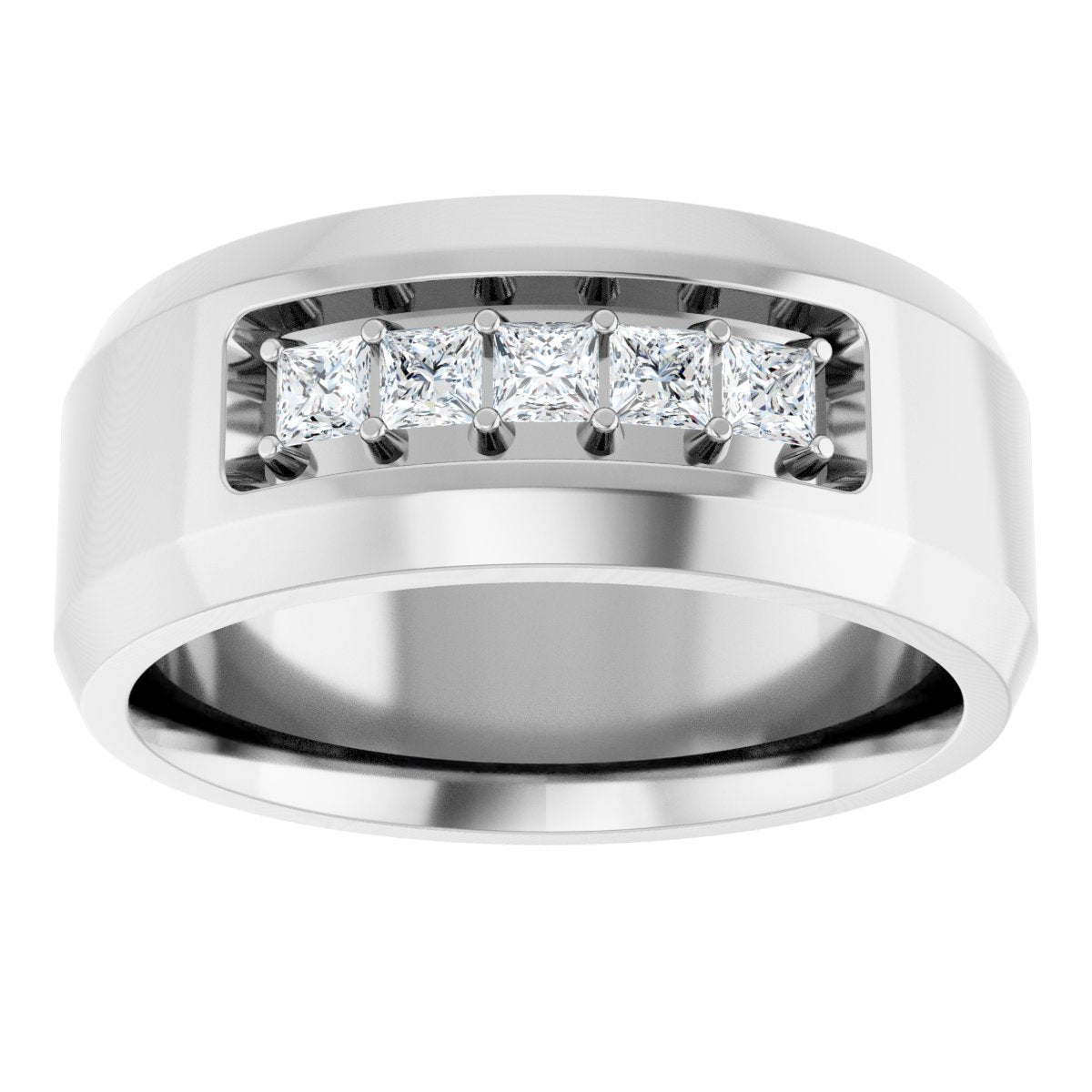 Beveled-Edge Five-Stone Band
