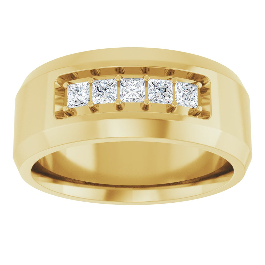 Beveled-Edge Five-Stone Band
