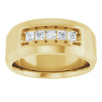 Beveled-Edge Five-Stone Band