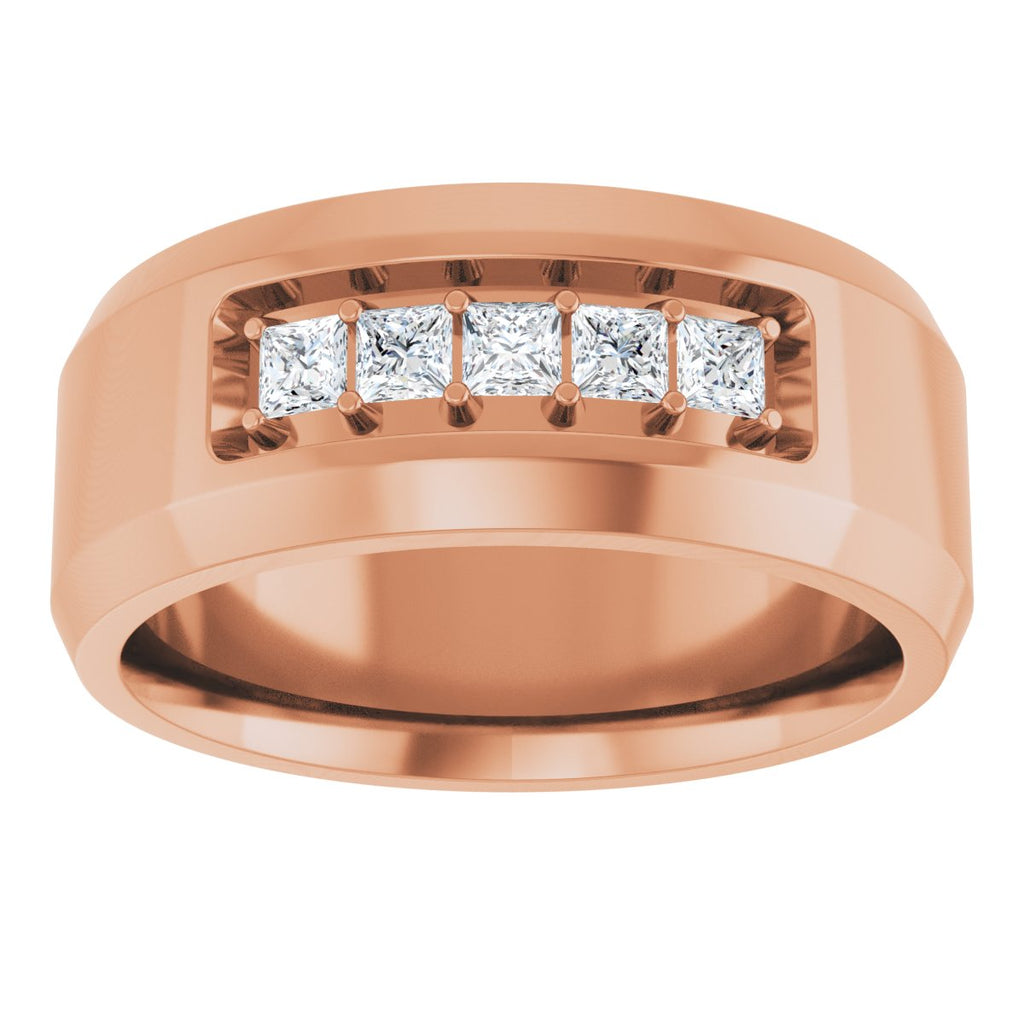 Beveled-Edge Five-Stone Band