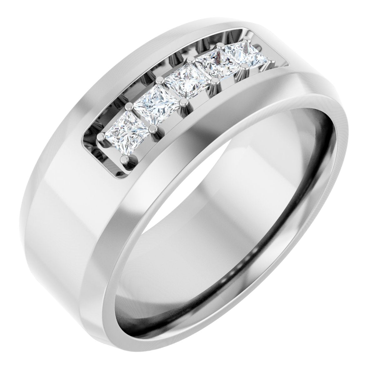 Beveled-Edge Five-Stone Band