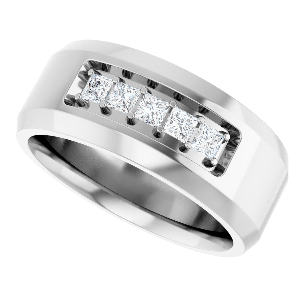 Beveled-Edge Five-Stone Band