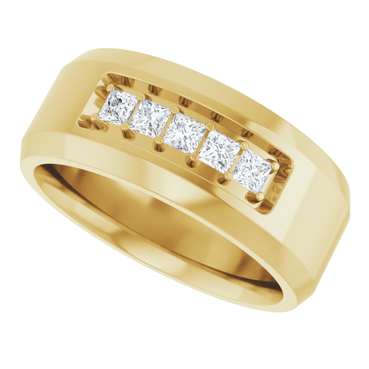Beveled-Edge Five-Stone Band