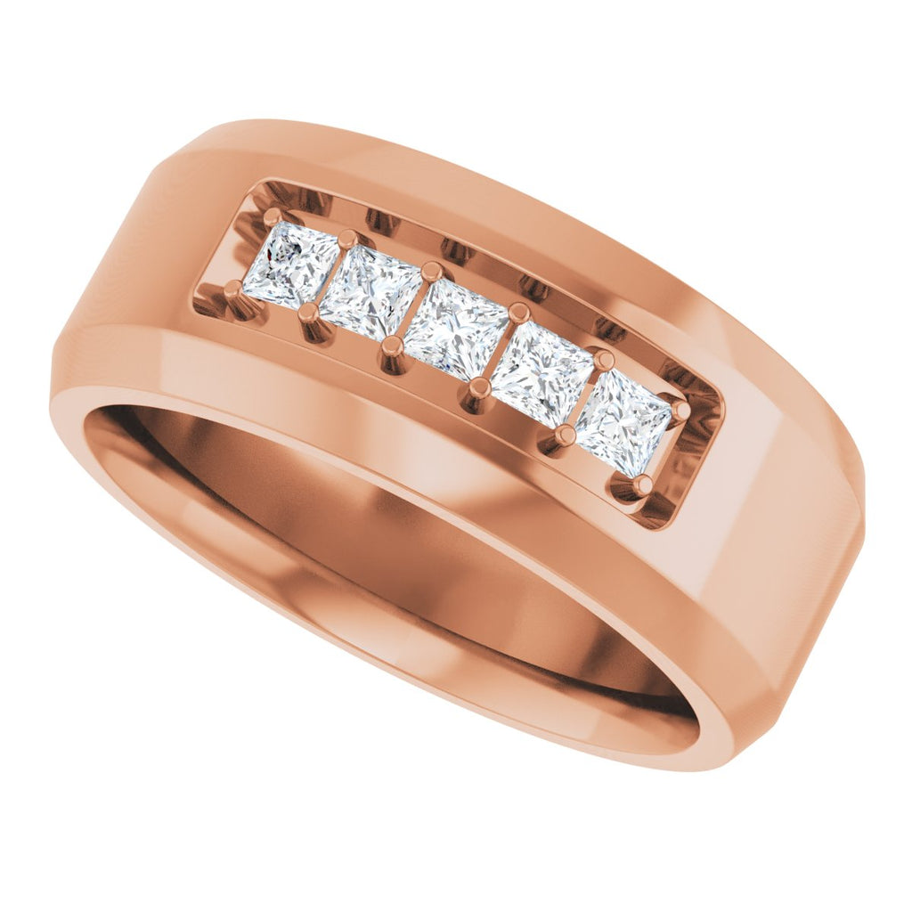 Beveled-Edge Five-Stone Band