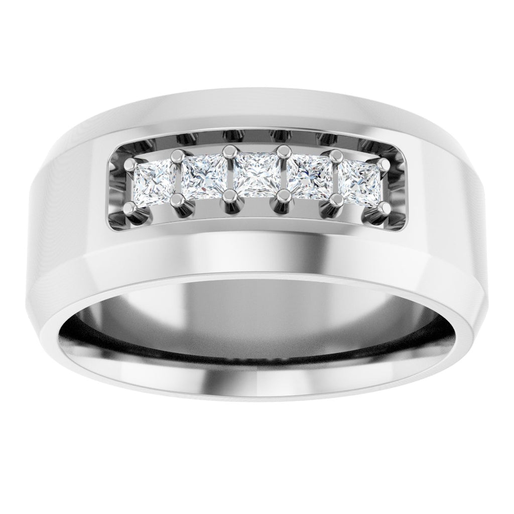 Beveled-Edge Five-Stone Band