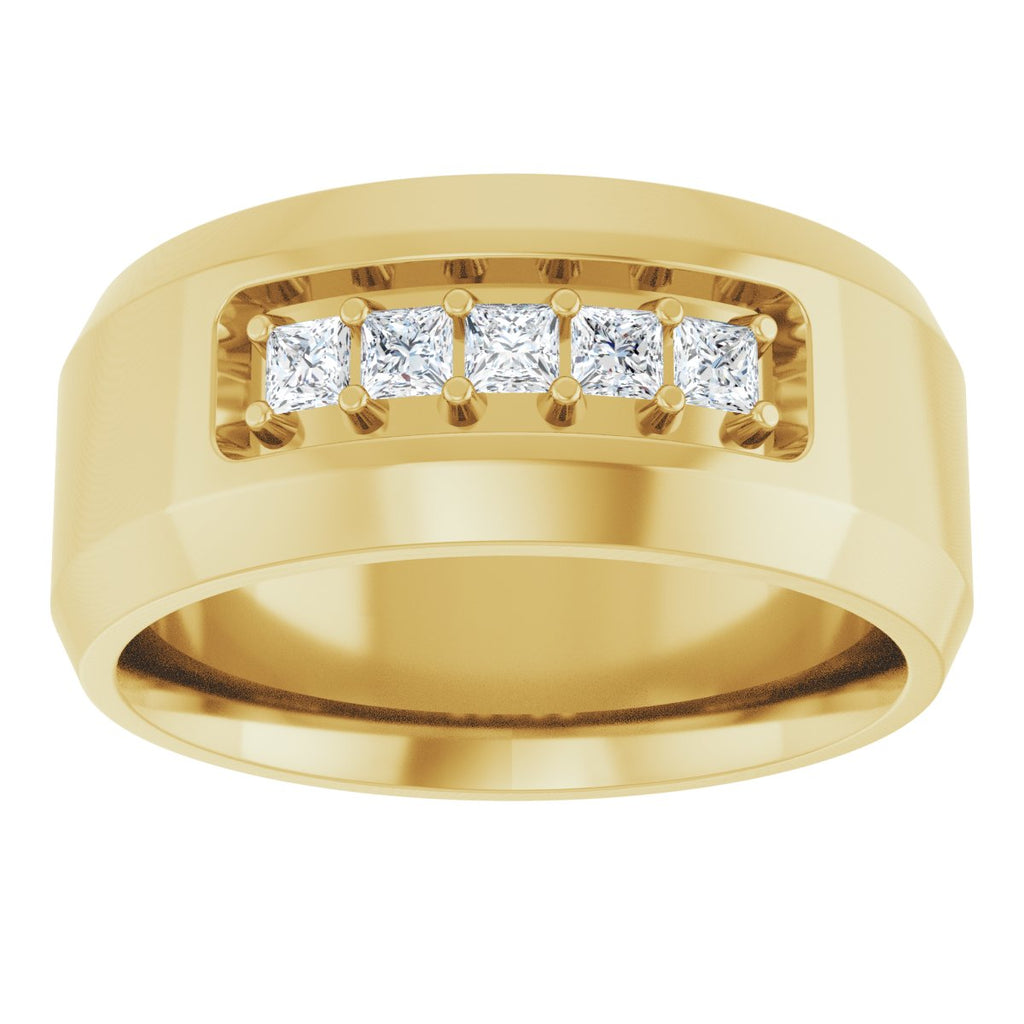 Beveled-Edge Five-Stone Band