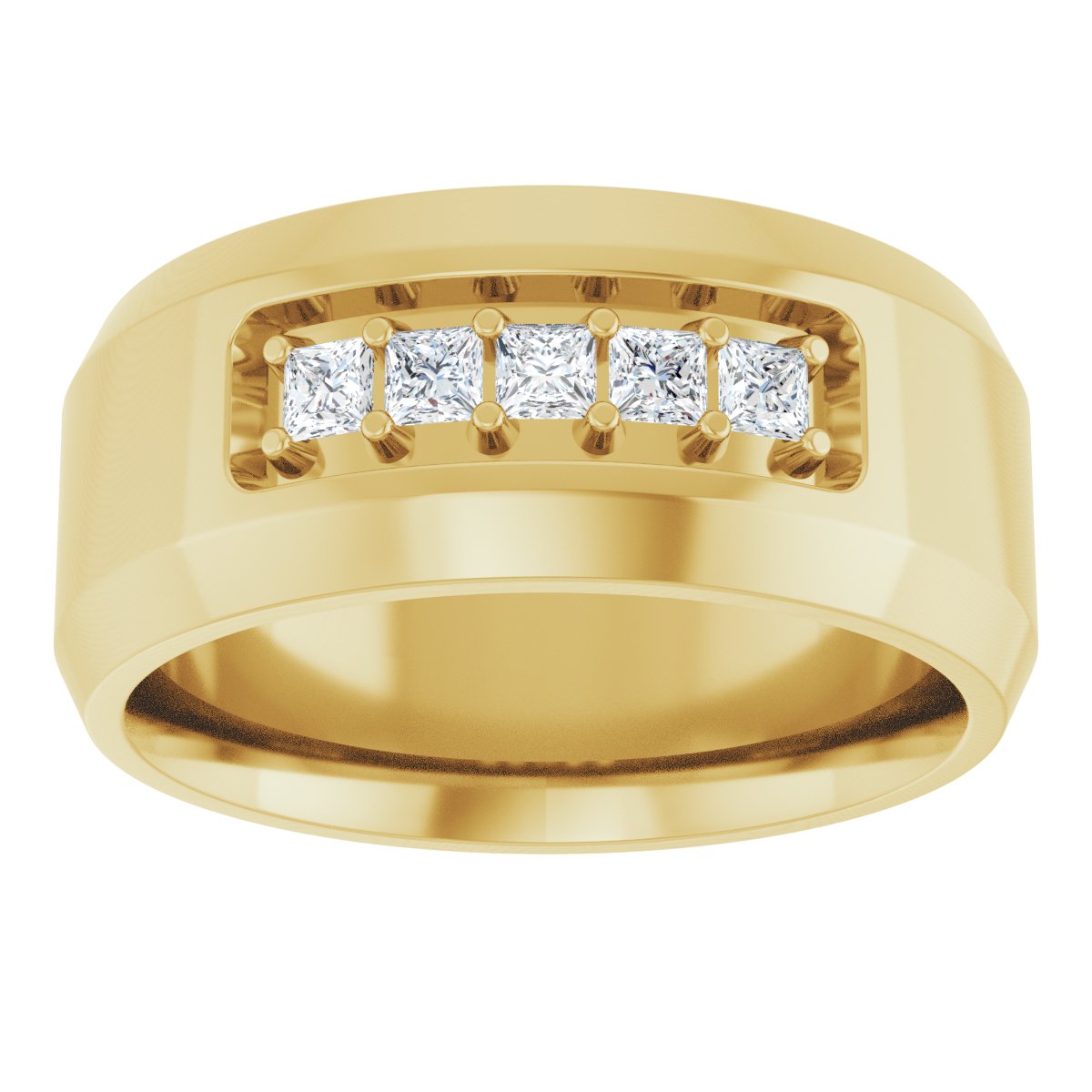 Beveled-Edge Five-Stone Band