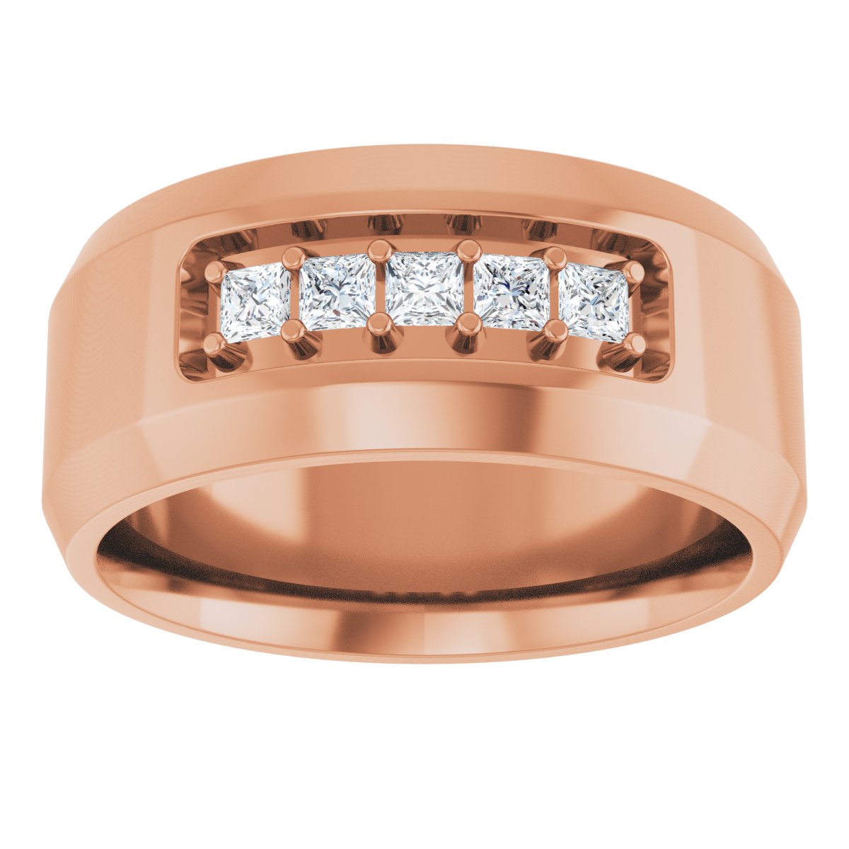 Beveled-Edge Five-Stone Band