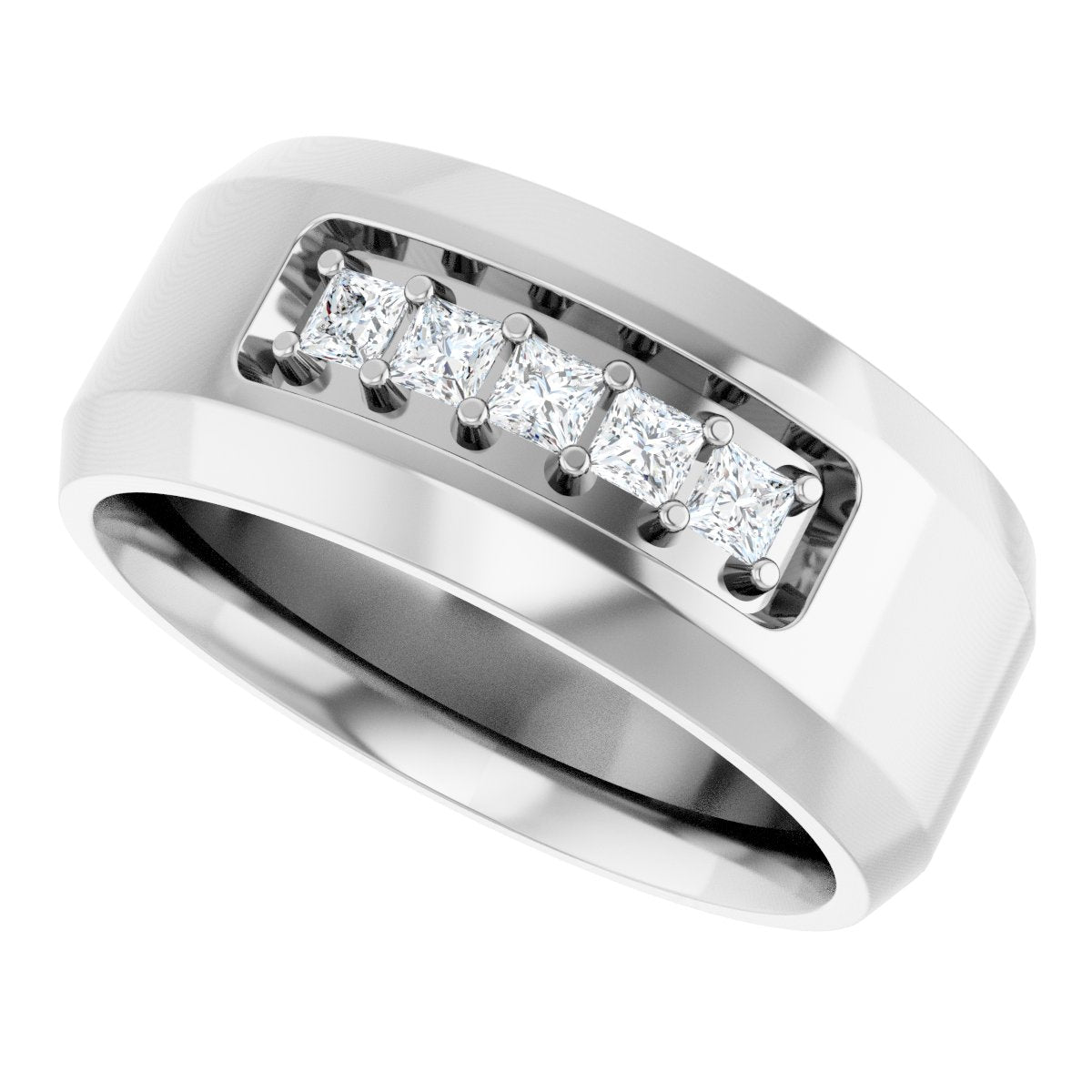 Beveled-Edge Five-Stone Band