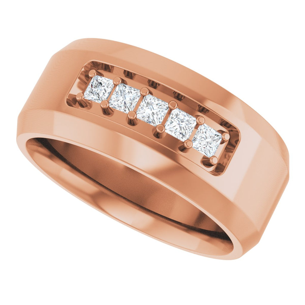 Beveled-Edge Five-Stone Band