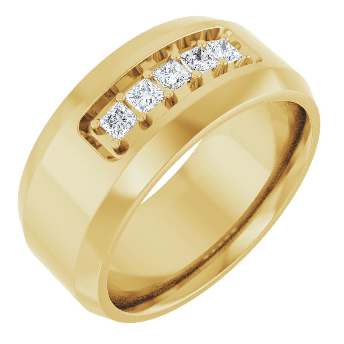 Beveled-Edge Five-Stone Band
